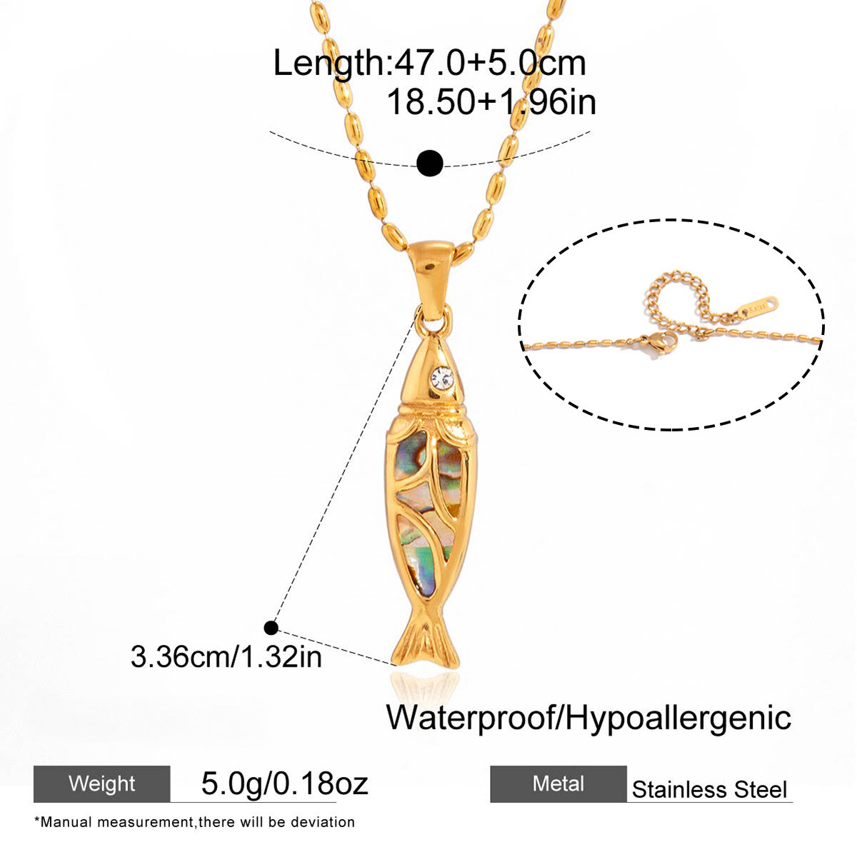 Stainless Steel Abalone Shell Hollow Shell Pendant Necklace