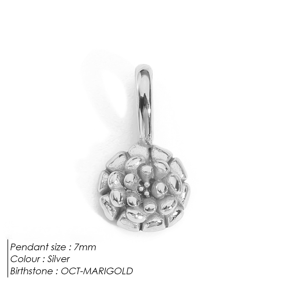 Stainless Steel Birthday Three-dimensional Flower Pendant
