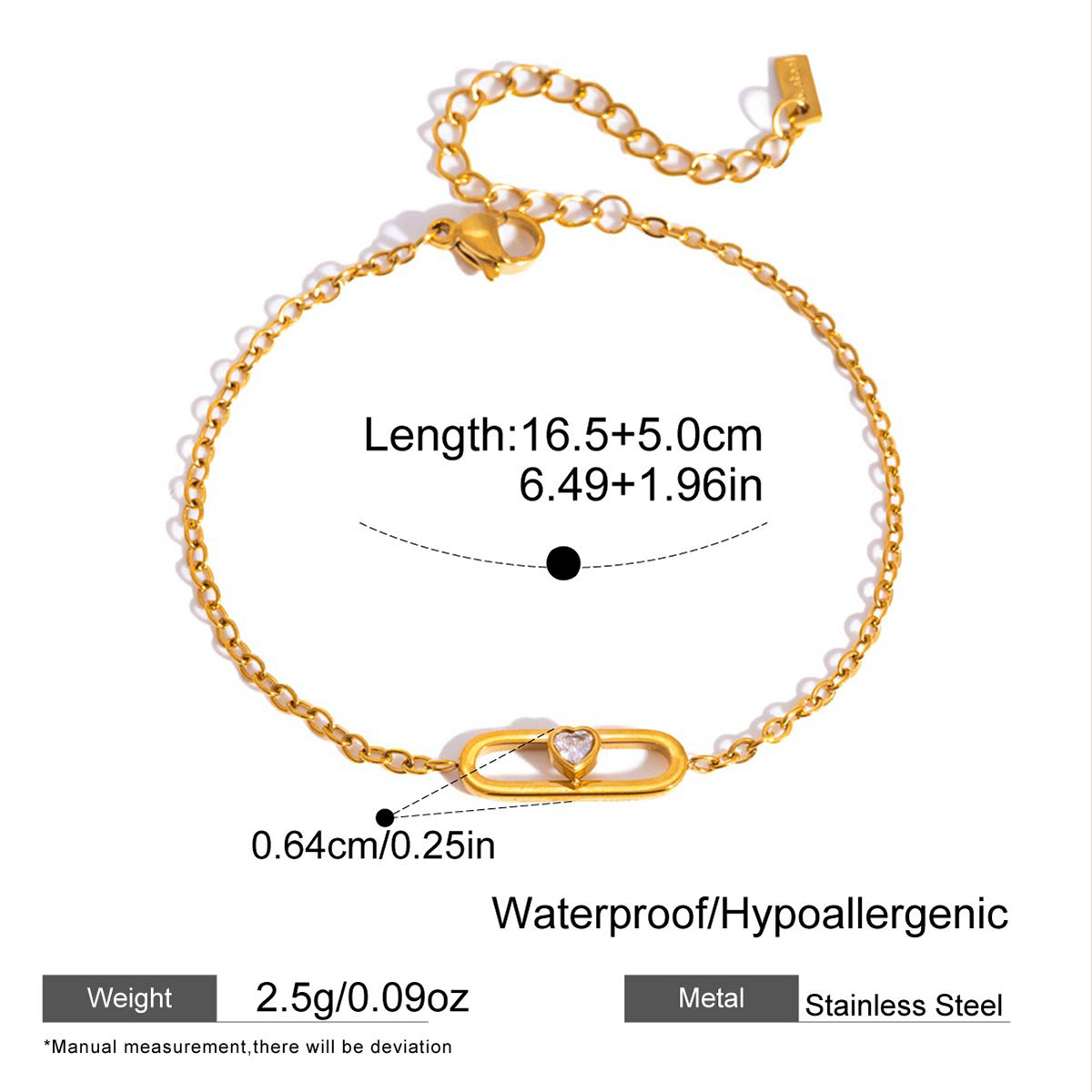 Stainless Steel Geometric Cubic Zirconia Double-layer Bracelet