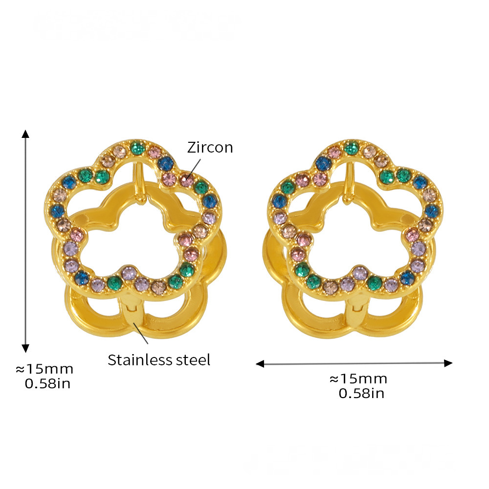 Stainless Steel Flower Reversible Earrings
