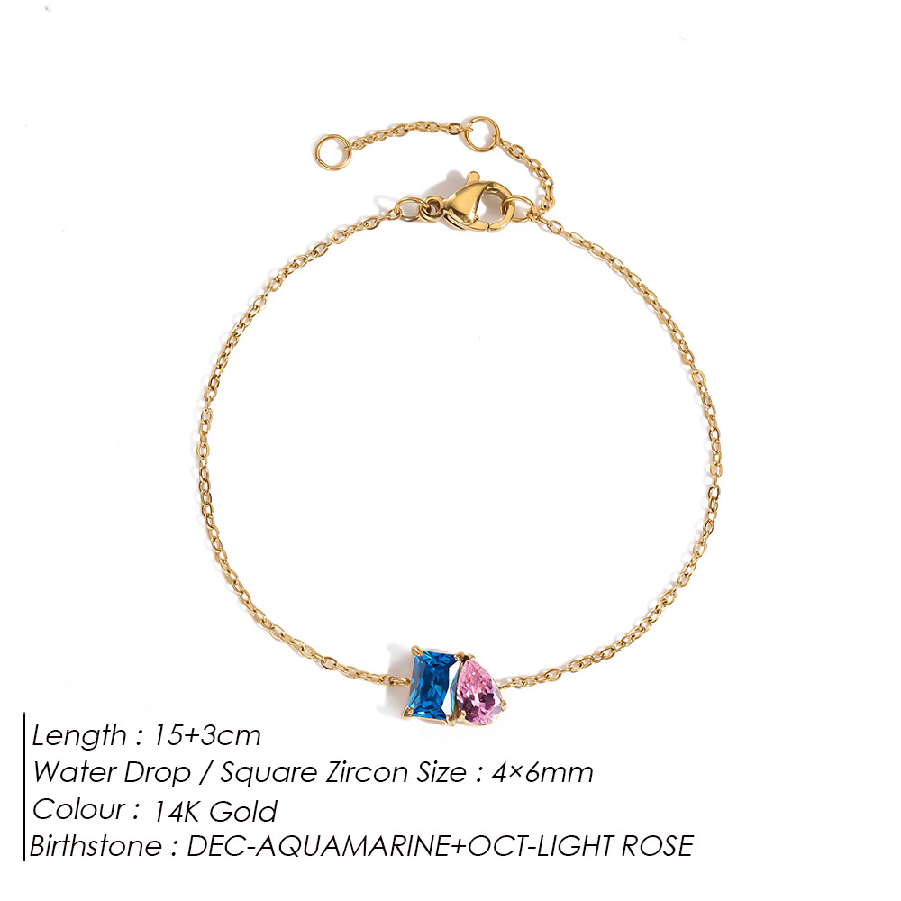 Stainless Steel Birthday Stone Bracelet