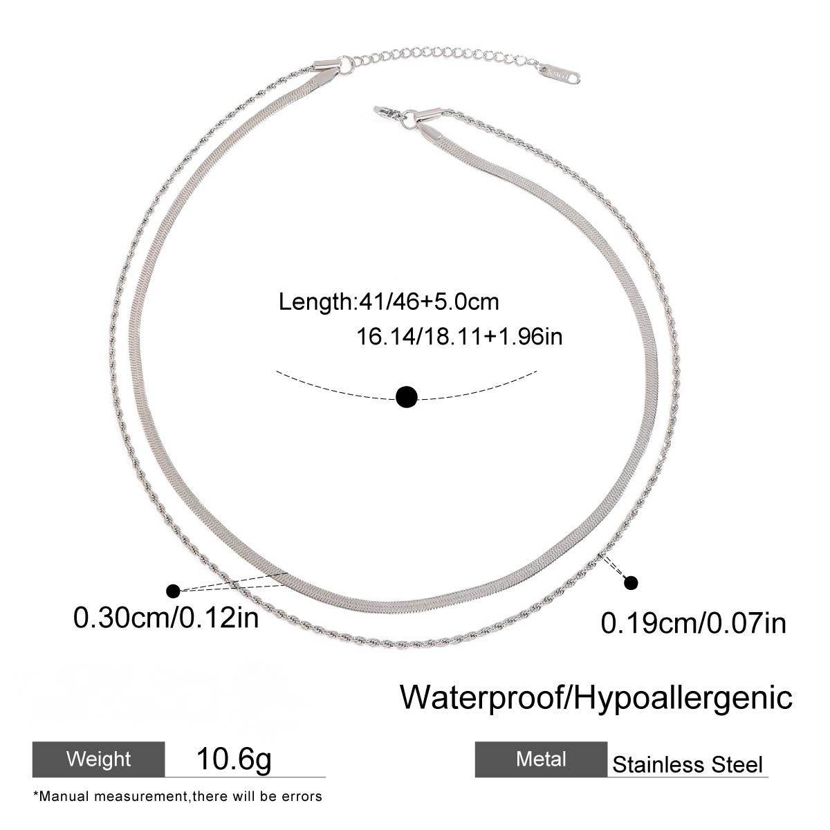 Stainless Steel Double-layer Snake Chain Rope Chain Necklace