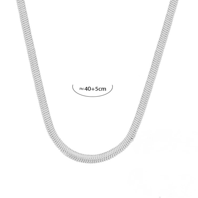 Stainless Steel Three Beads Pendant Snake Chain Necklace