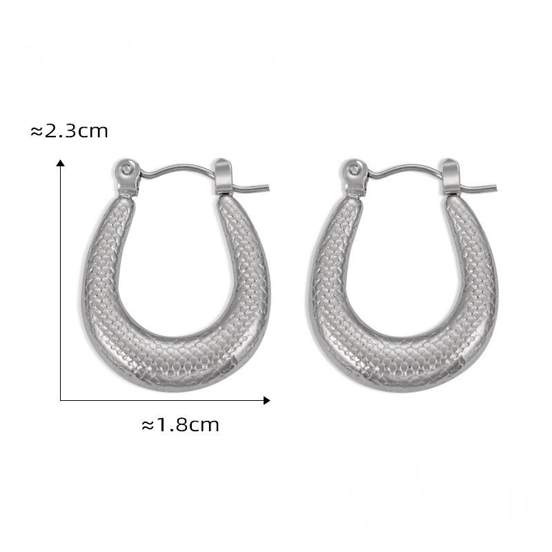 Stainless Steel Geometric Texture 18K Gold PVD Hoop Earrings