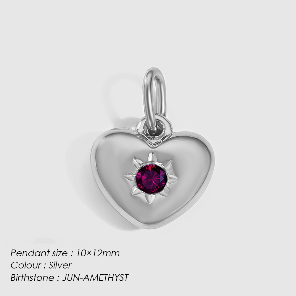 Stainless Steel Rhinestone Heart Pendant