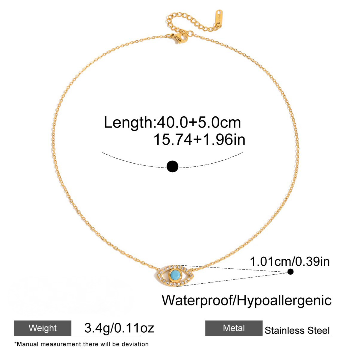 Stainless Steel Devil's Eye Necklace Earrings Jewelry Set