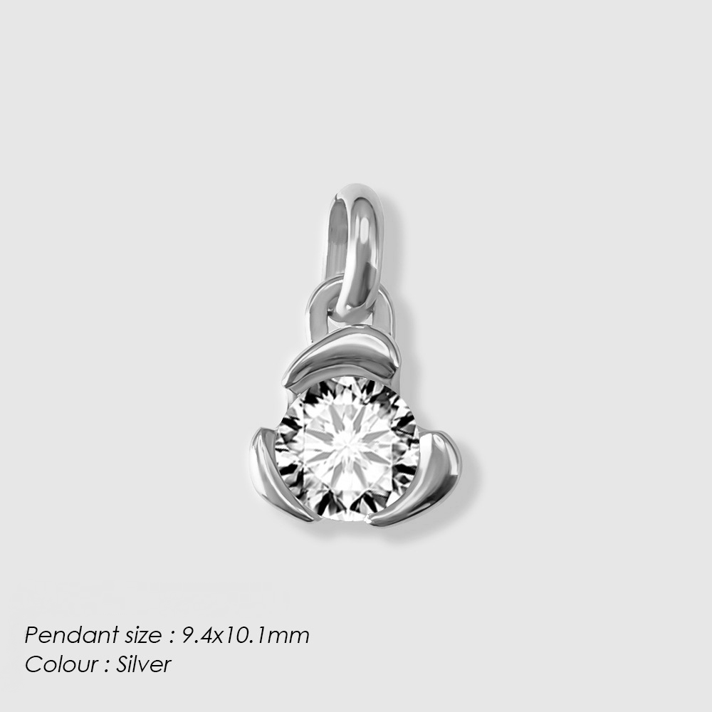 Stainless Steel Moon Star Cubic Zirconia Pendant
