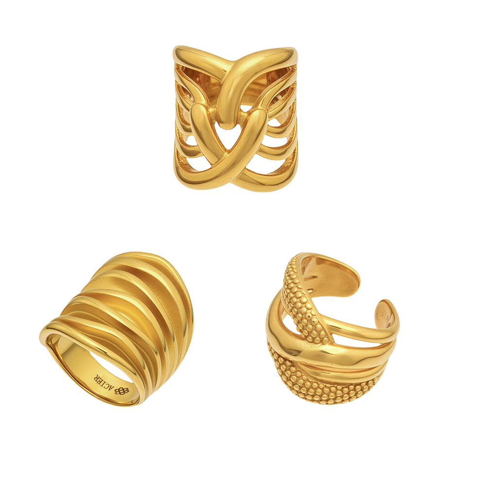 Stainless Steel Multi-layer Hollow-out Exaggerated Ring