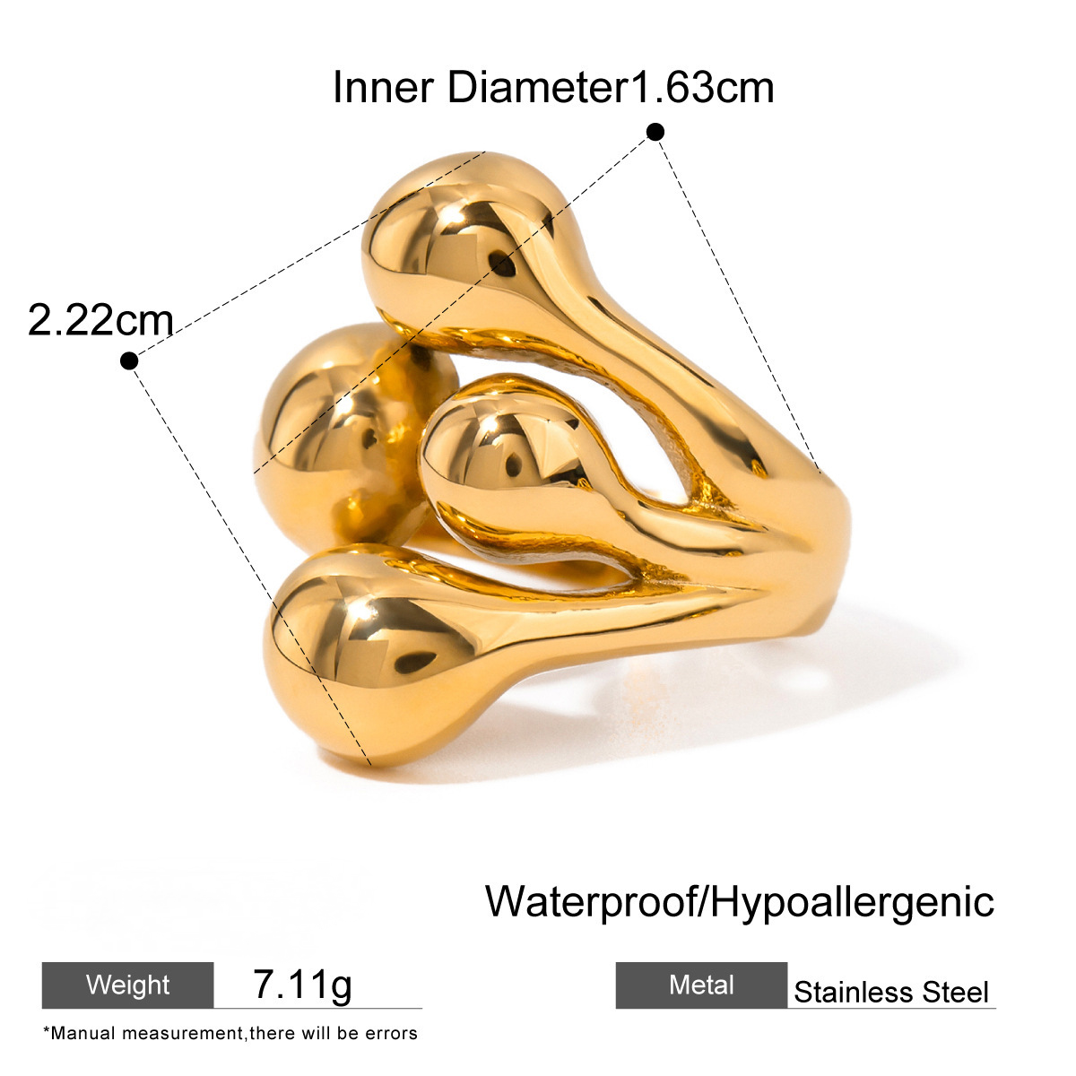 Stainless Steel Exaggerated Cubic Zirconia Ring