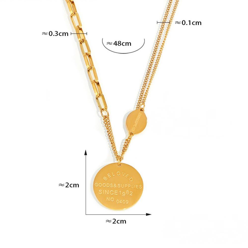 Stainless Steel Round Letter Pendant OT Buckle Necklace