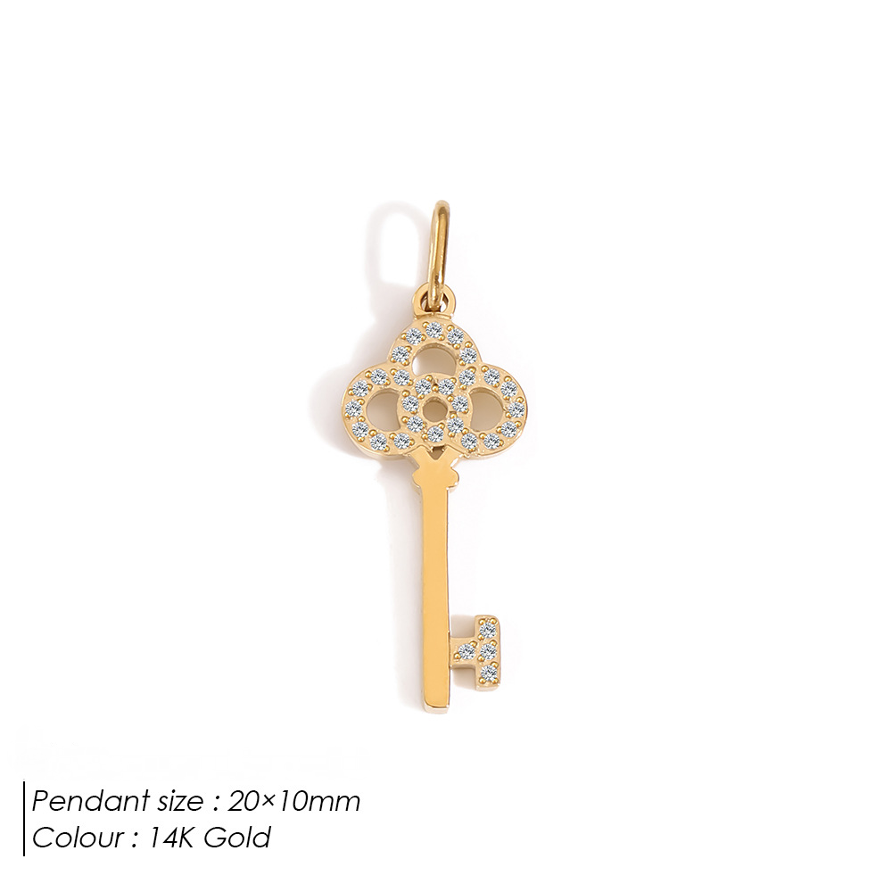 Stainless Steel Heart-shaped Small Key Pendant