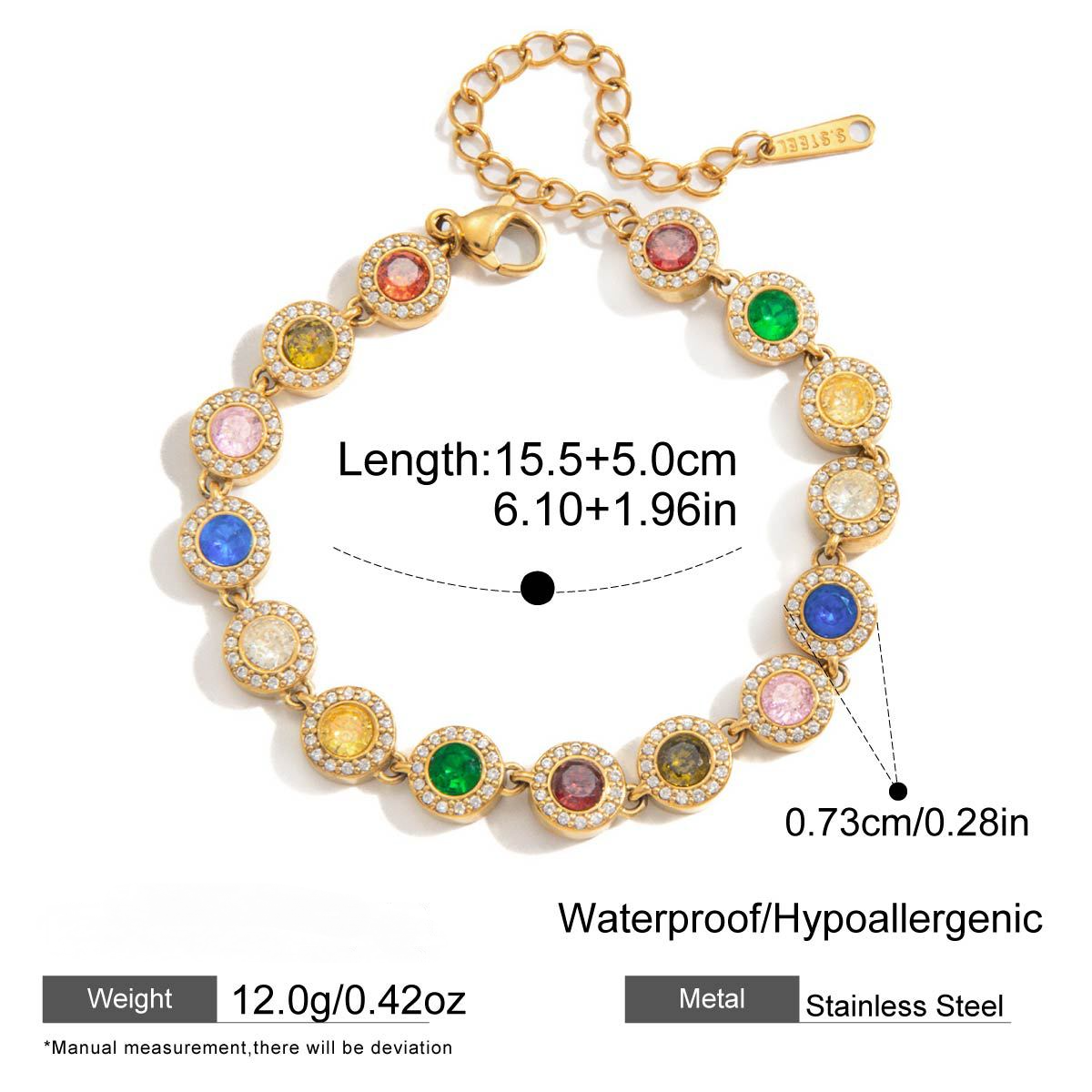 Stainless Steel Heart-shaped Cubic Zirconia Tennis Bracelet