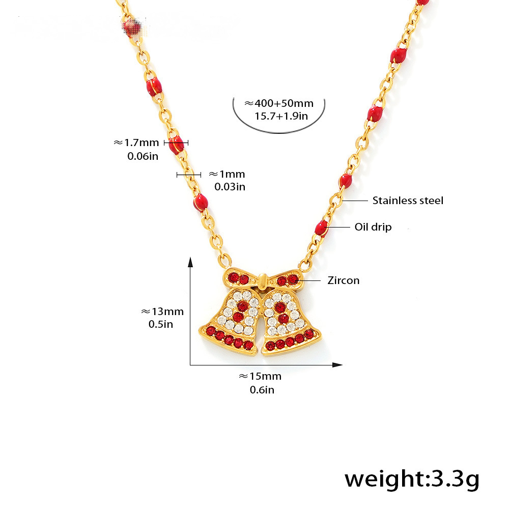 Stainless Steel Bell Milu Deer Zircon Necklace