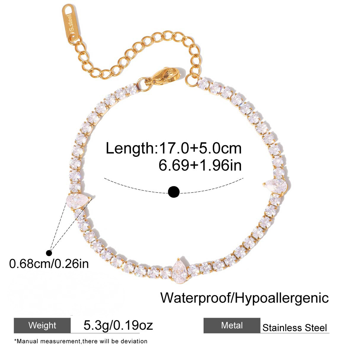 Stainless Steel Flashing Cubic Zirconia Bracelet