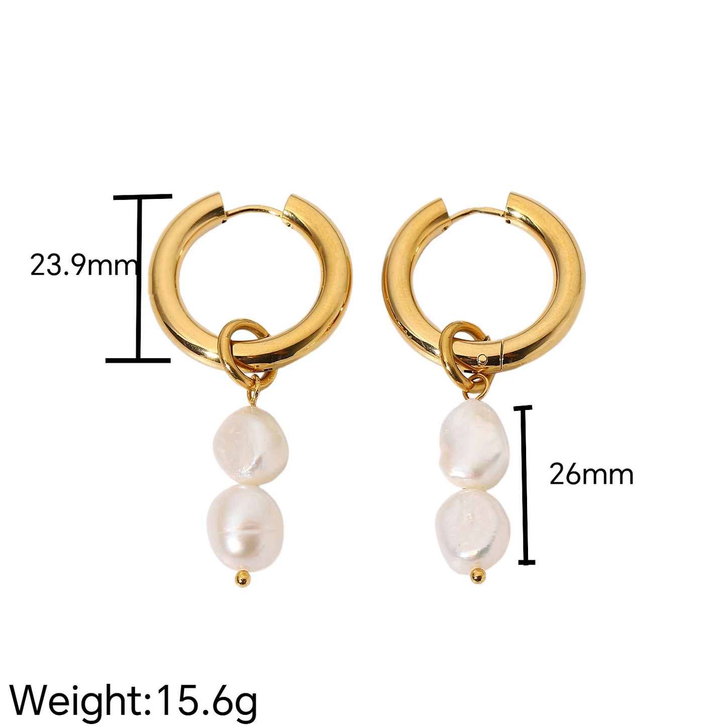 Stainless Steel Freshwater Pearl Pendant Earrings