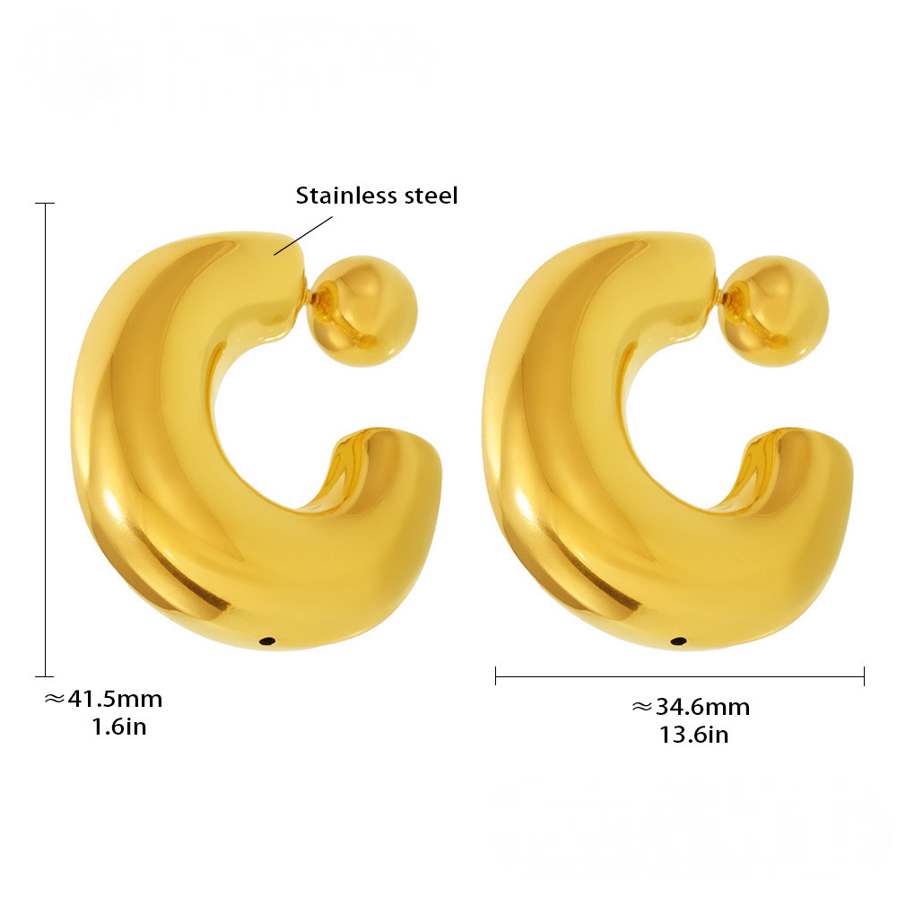 Stainless Steel Ball Hoop Earrings