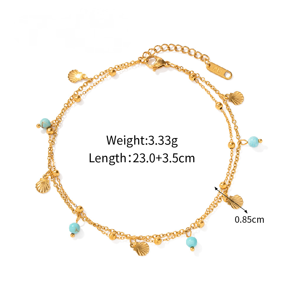 Stainless Steel Double-layer Turquoise Pendant Anklet