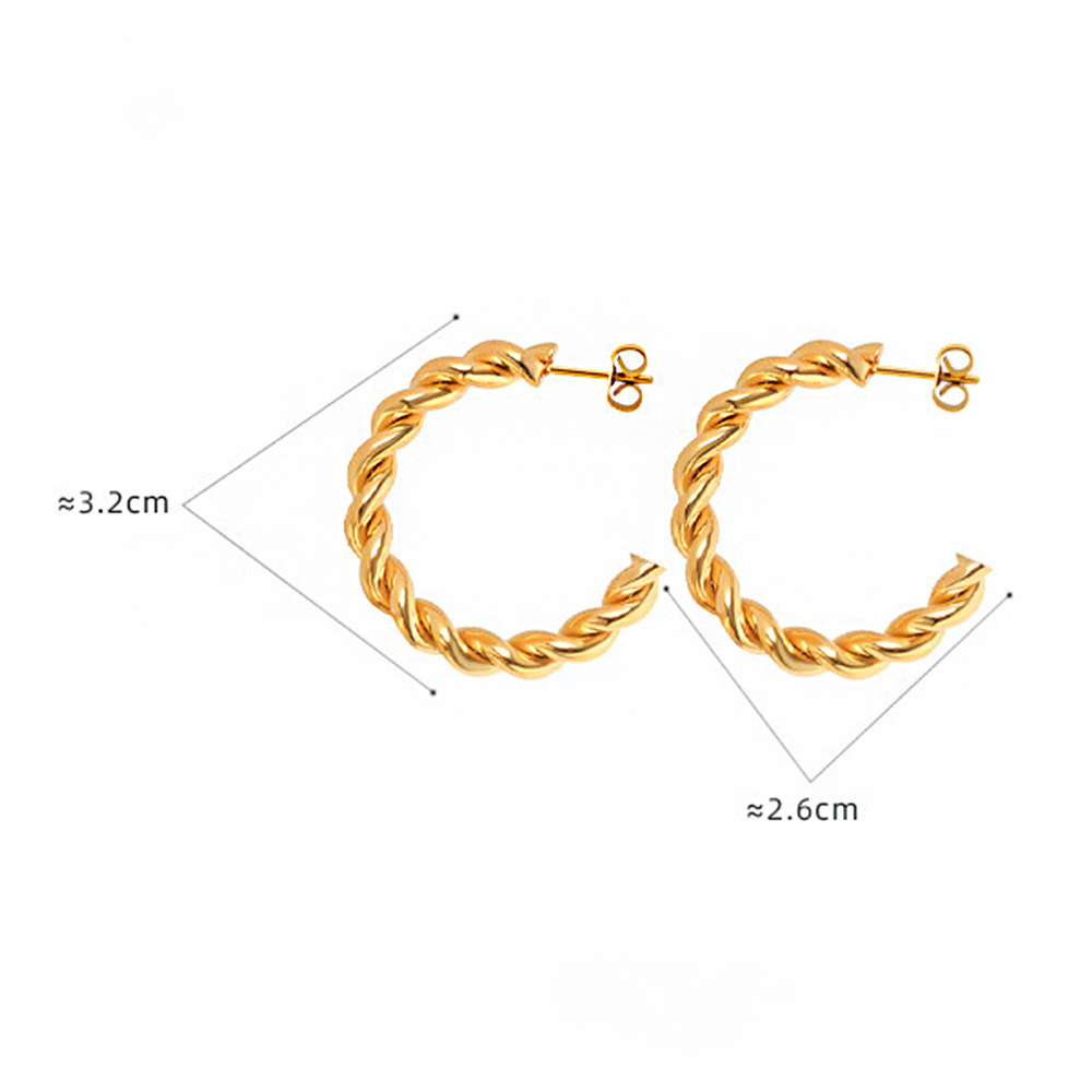 Hollow Textured Hoop Stainless Steel Earrings