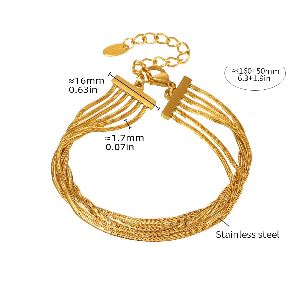 Stainless Steel Multi-layered Snake Chain Bracelet