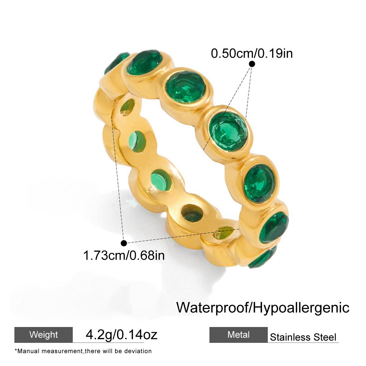 Stainless Steel 18K Gold PVD Cubic Zirconia Ring Collection