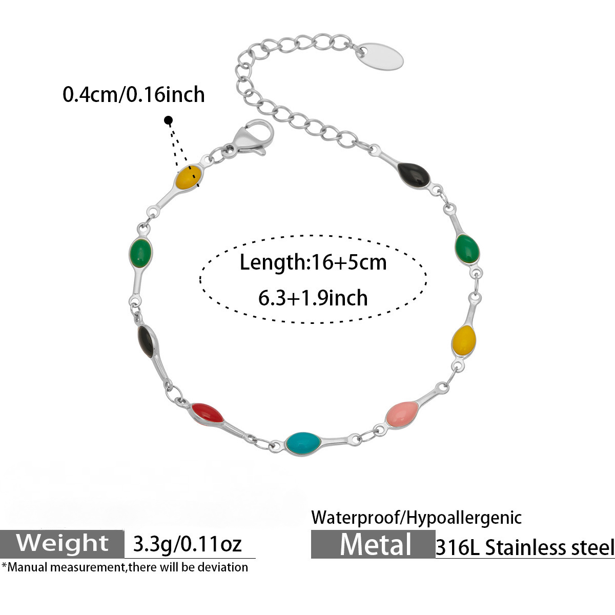Stainless Steel Enamel Tennis Racket Necklace Bracelet Jewelry Set