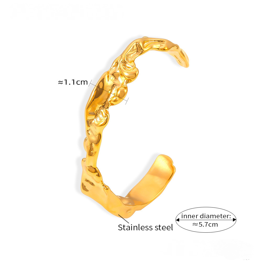 Irregular Hammered Wave Pattern Cuff Bracelet
