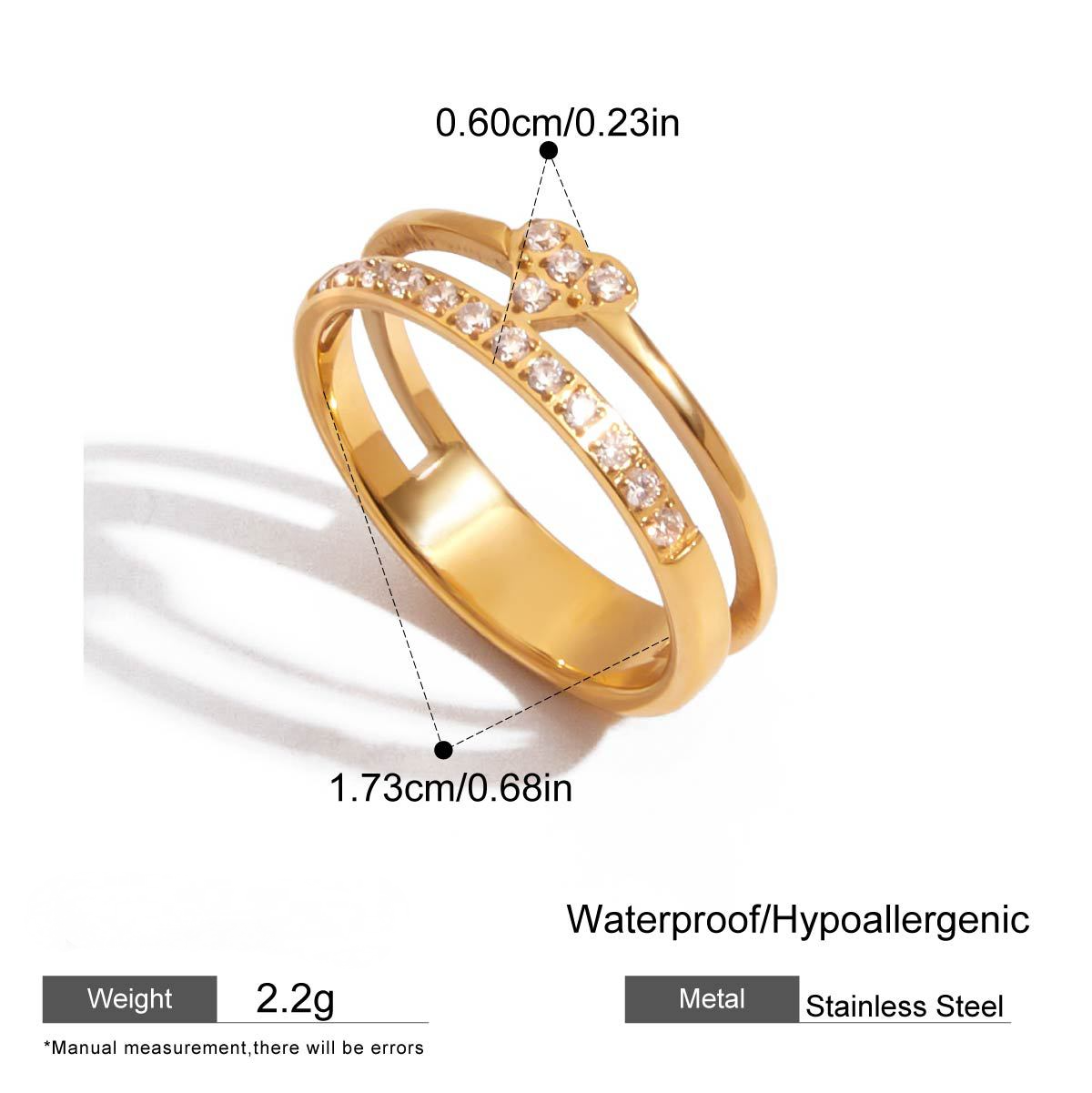 Stainless Steel Fine Ring Cubic Zirconia Ring Combination