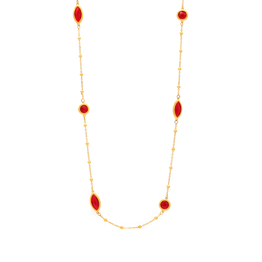 Transparent Cut Glass Small Steel Ball Long Necklace