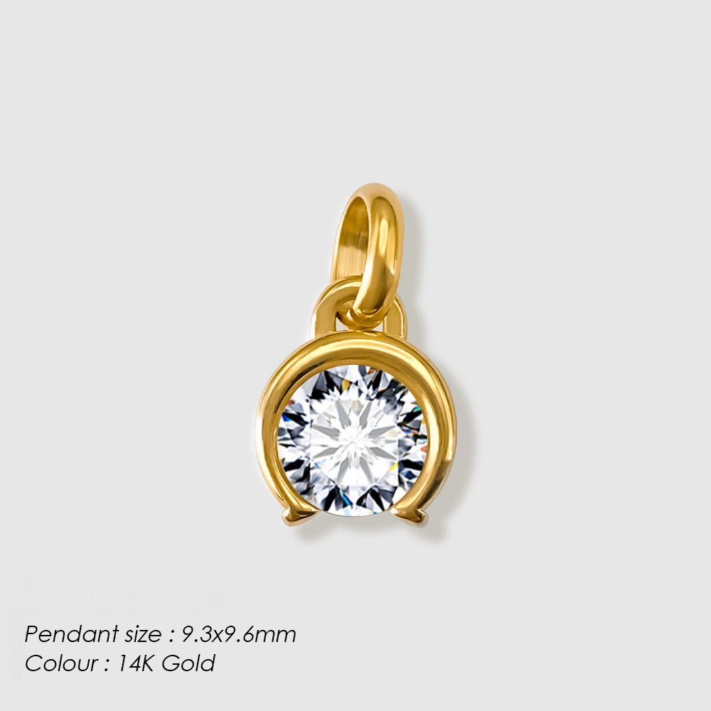 Stainless Steel Moon Star Cubic Zirconia Pendant