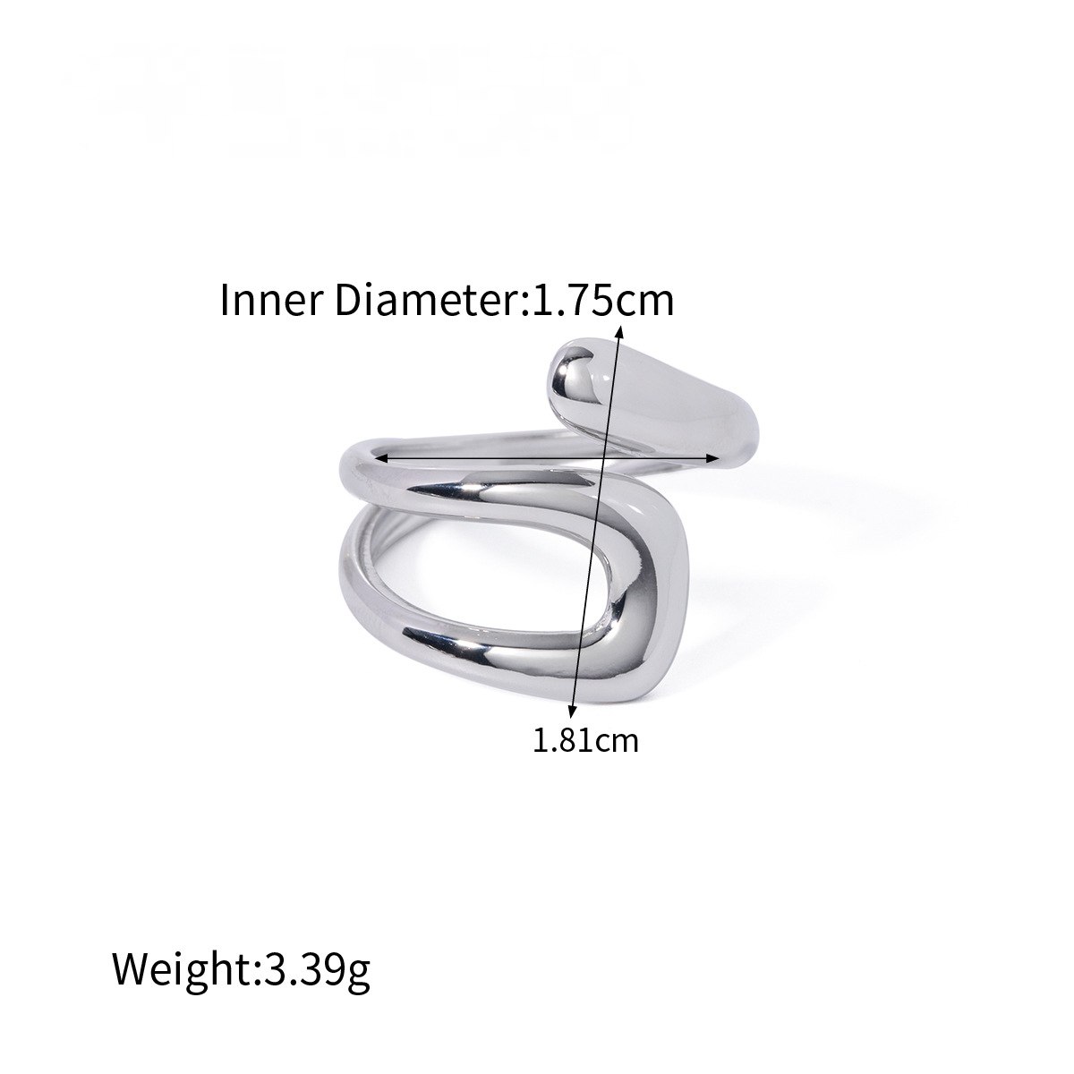 Stainless Steel Nail Cubic Zirconia Open Ring