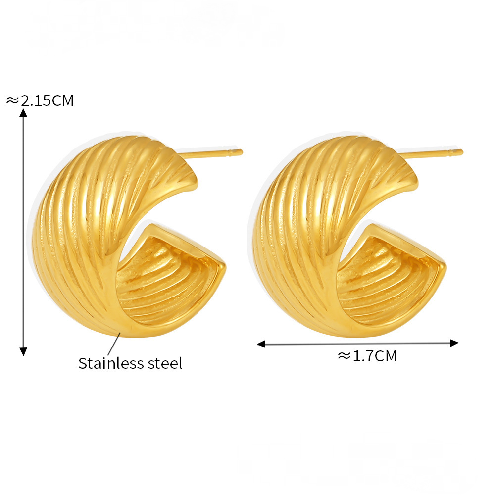 Stainless Steel Twill Women's Hoop Earrings