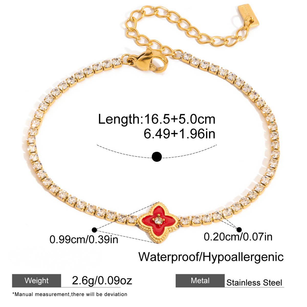 Stainless Steel Cubic Zirconia Tennis Chain Bracelet