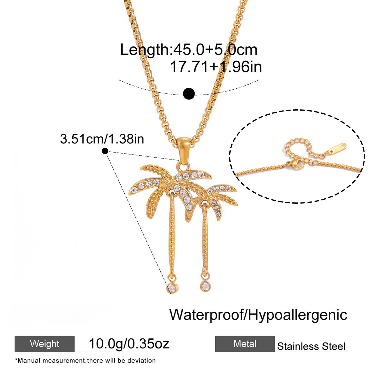 Stainless Steel Coconut Tree Necklace Earrings Bracelet Ring Jewelry Set
