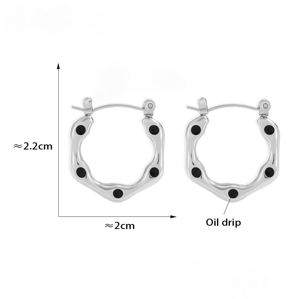 Stainless Steel Round Drip Oil Earrings