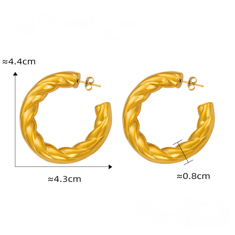 Hollow Textured Hoop Stainless Steel Earrings