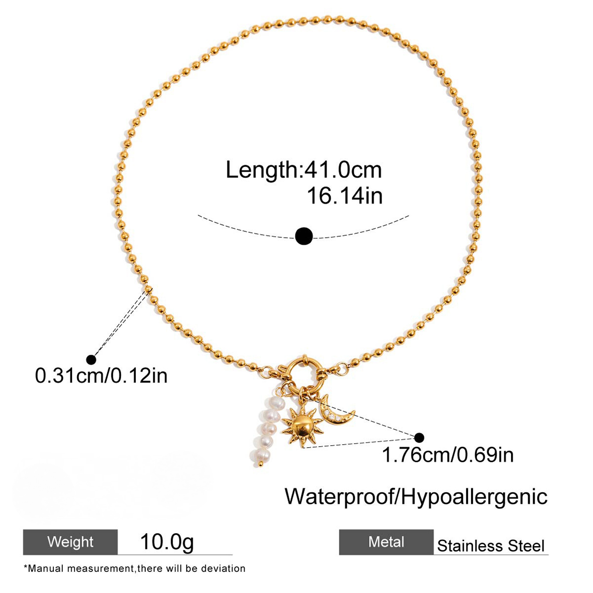 Stainless Steel Freshwater Pearl Charm Necklace