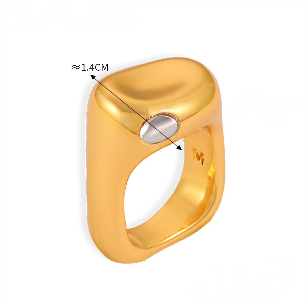 18K Gold PVD Stainless Steel Geometric Cuff Ring