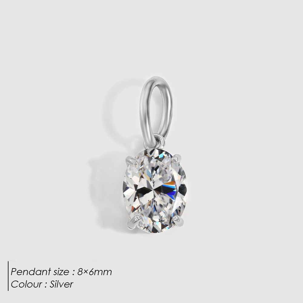 Stainless Steel Cubic Zirconia DIY Necklace Pendant