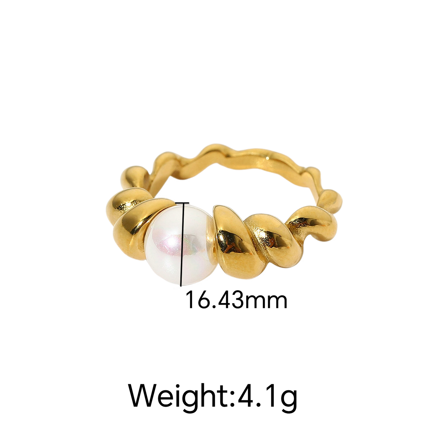 Stainless Steel Geometric Pearl Ring Combination