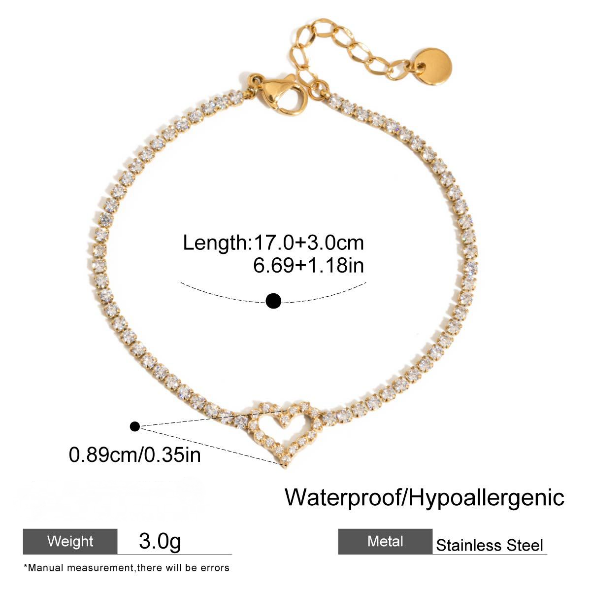 Stainless Steel Cubic Zirconia Chain Bracelet Combination