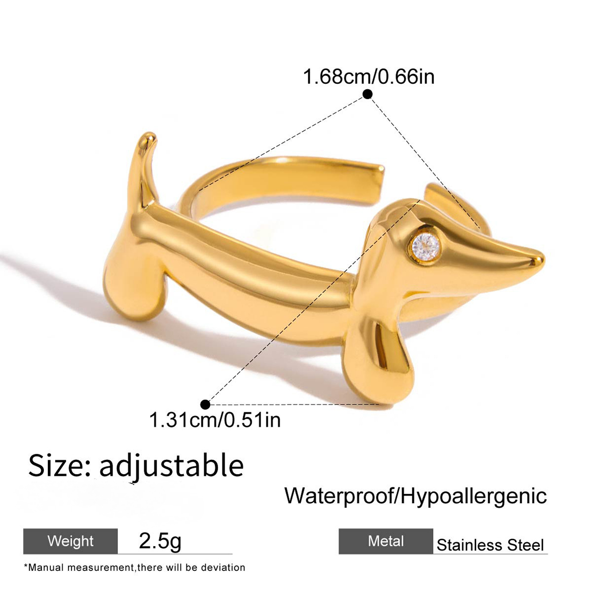 Stainless Steel Lucky Cat and Dog Ring