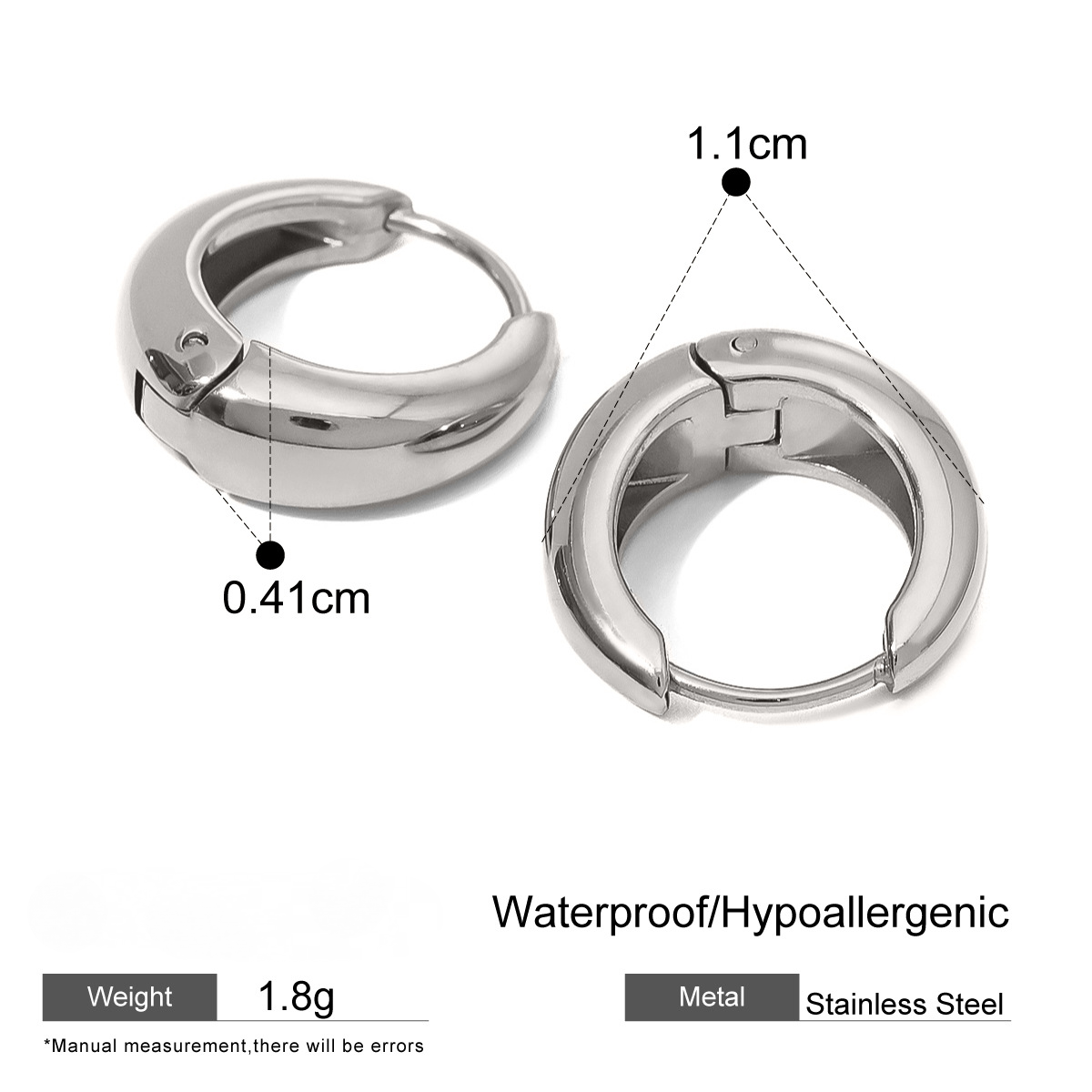 Stainless Steel U-shaped Hoop Earrings