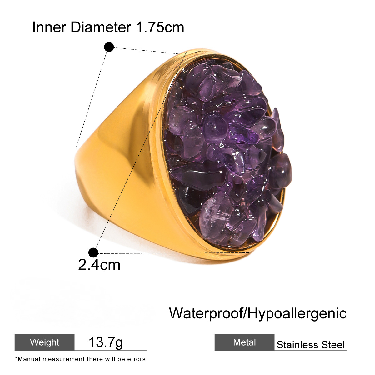 Stainless Steel Natural Stone Gravel Ring Collection