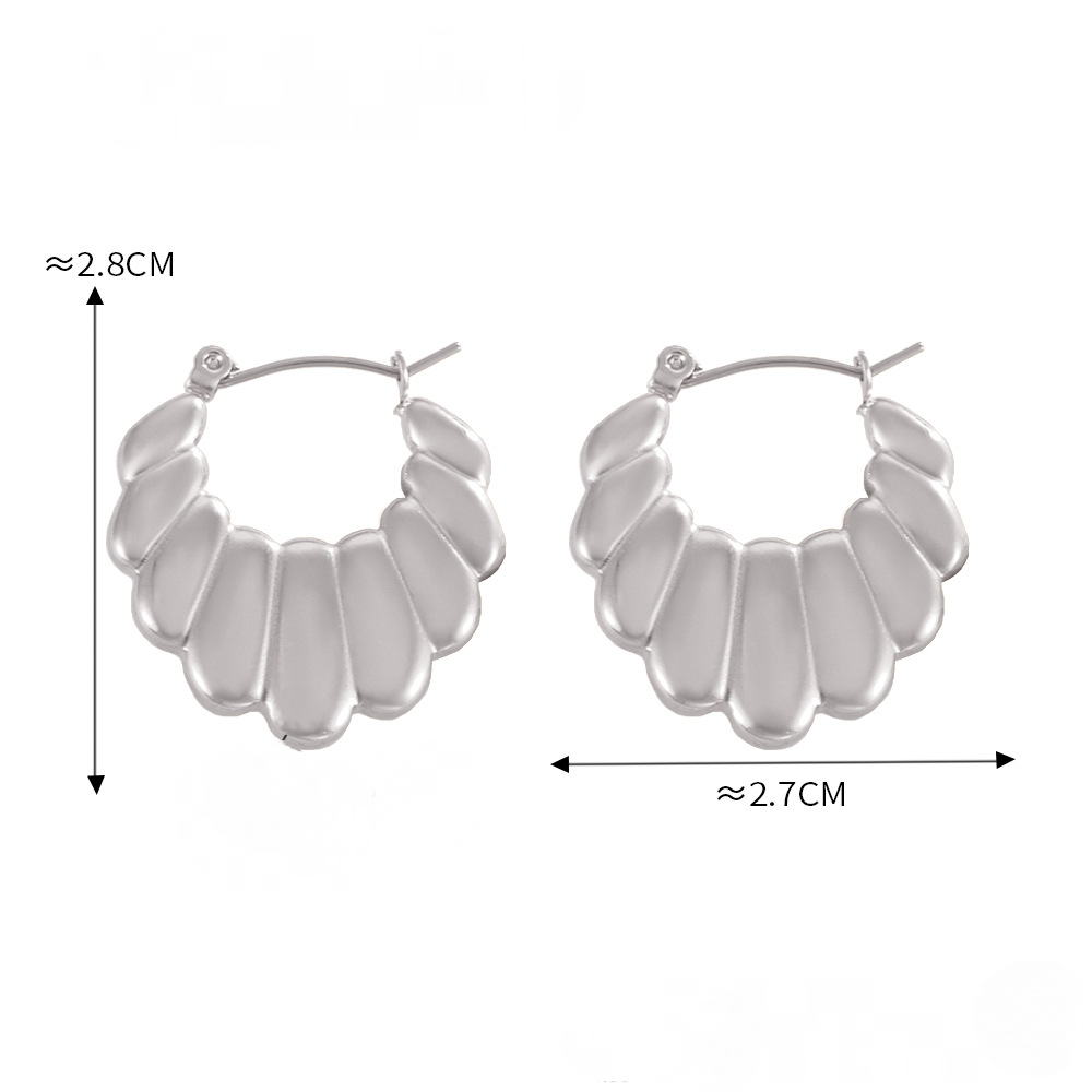 Stainless Steel Vintage Textured Hoop Earrings