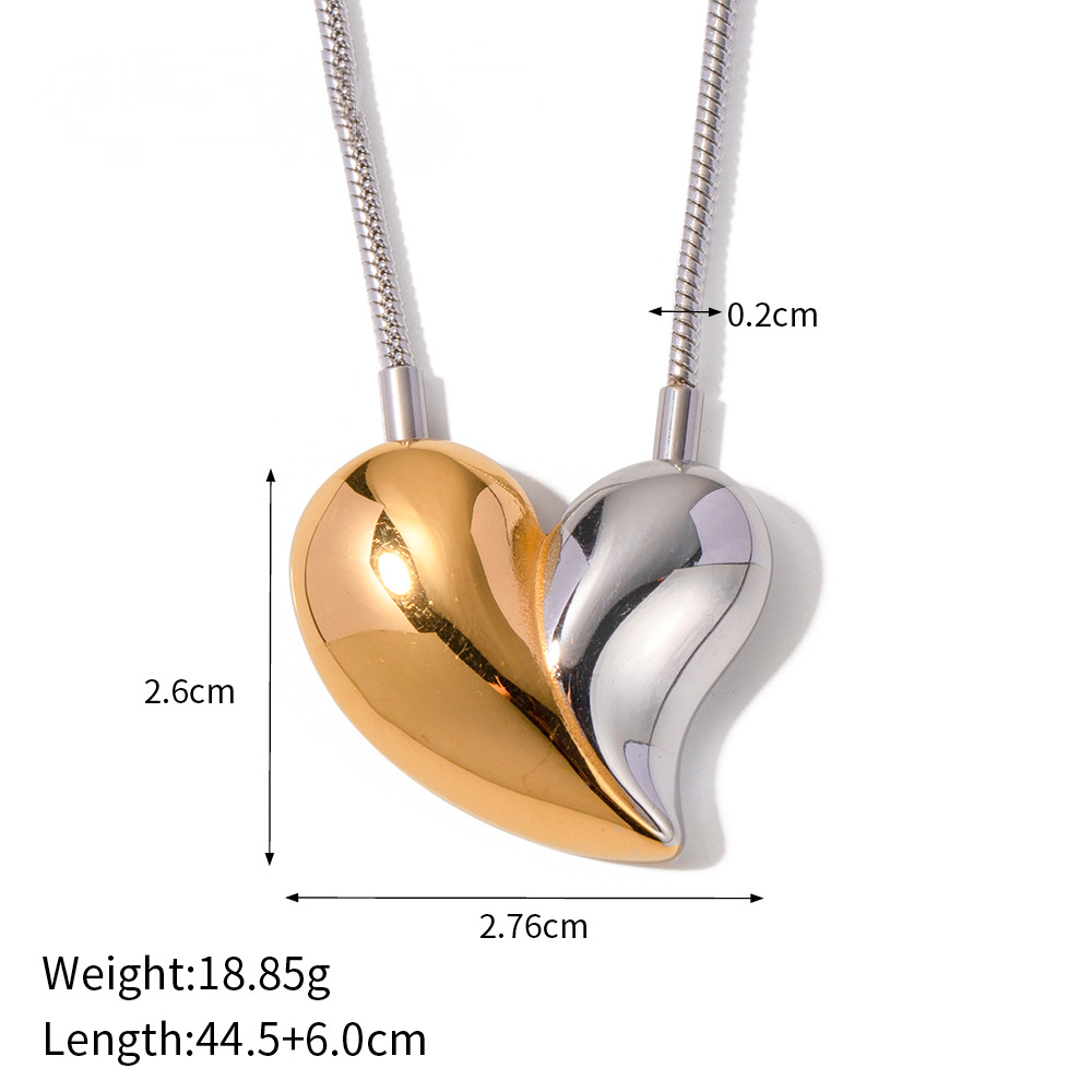 Stainless Steel Heart Pendant Necklace Combination