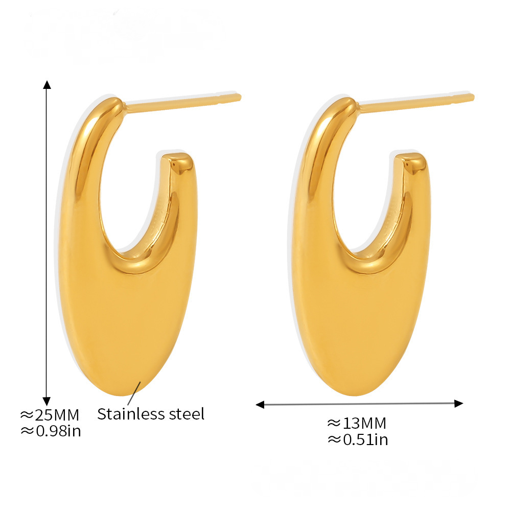 18K Gold PVD Stainless Steel Polished Women's Hoop Earrings