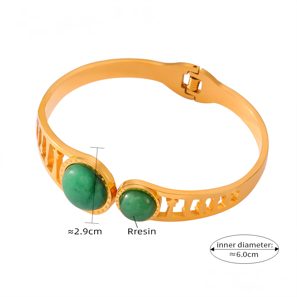 Palace Style Inlay Resin Hollow Bangle Bracelet