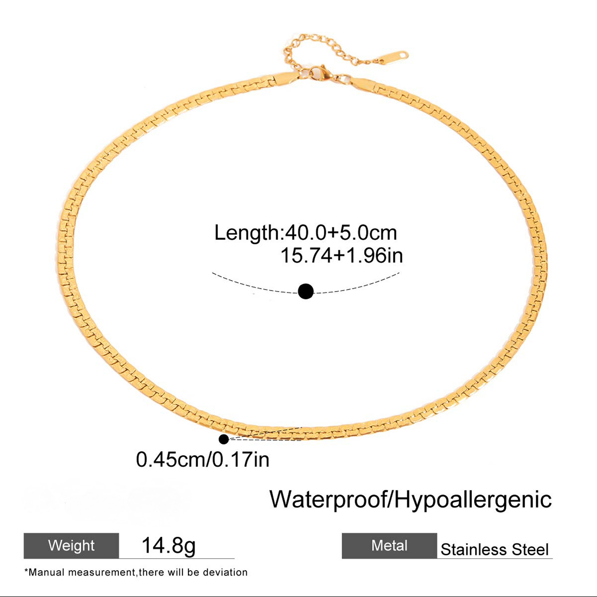 Stainless Steel Snake Chain Choker Necklace