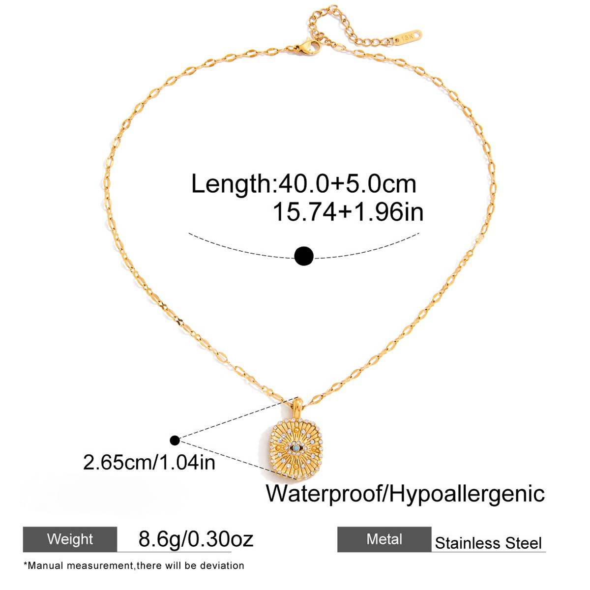 Stainless Steel Devil's Eye Necklace Earrings Jewelry Set