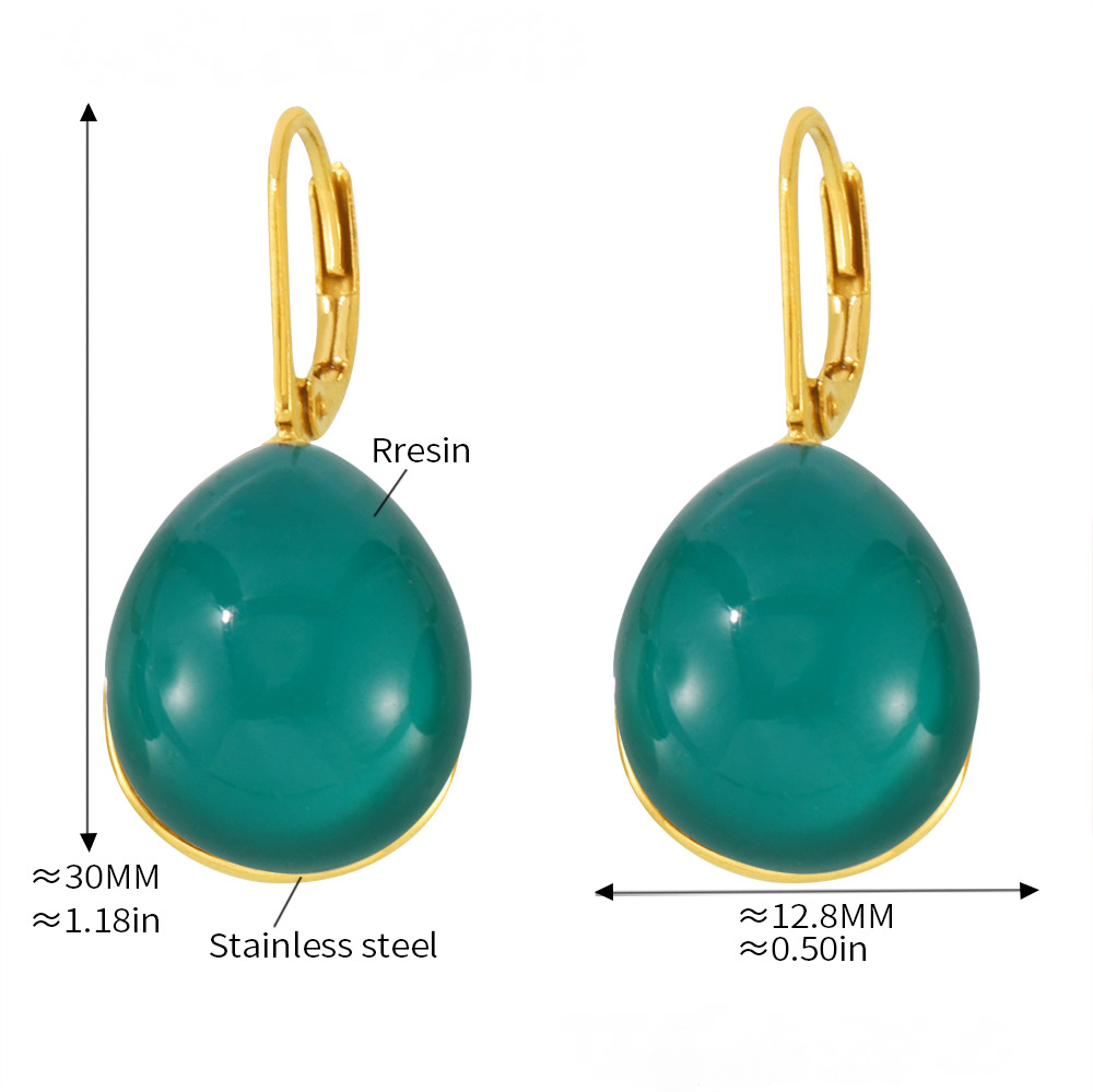 Stainless Steel Resin Drop Shape Multicolor Earrings